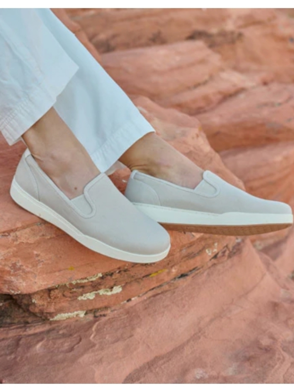 ABEO Encore Cream Washable Nubuck Leather Slip On Classic Comfort Sneakers 9